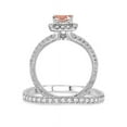thumbnail image 3 of 1.50 Carat Princess cut Morganite and Diamond Bridal Set in 14k White Gold affordable morganite and diamond engagement ring, 3 of 3