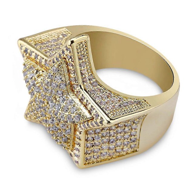 Anillos Hip hop Yashi para hombres y mujeres color dorado plateado circonita cúbica tamaño 7-11