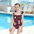 thumbnail image 4 of Girls Ruffled One Piece Swimsuit Summer Beach Vacation Swimwear Tank Swimsuit Joyous Forest Animals, 4 of 8