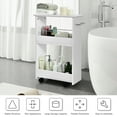 thumbnail image 6 of Gymax Slim Rolling Storage Cart 3-Tier Bathroom Cabinet Mobile Shelving Unit w/ Handle, 6 of 10