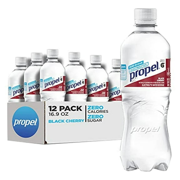 Propel Black Cherry, Zero Calorie Sports Drinking Water With Electrolytes And Vitamins C&E, 16.9 Fl Oz(Pack Of 12)