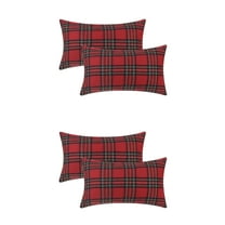 Unique Bargains 4 Pcs Plaid Throw Pillow Covers Large Plaid Red 18 x 18 Inch