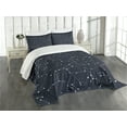 thumbnail image 3 of Ambesonne Constellation Quilted Bedspread Set 3 Pcs, Cluster of Stars, Queen Size, Blue Dark Blue White, 3 of 5