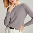 thumbnail image 4 of frariair Women's Solid Knit Sweater Round Neck Long Sleeve Pullover Lightweight Basic Top For Layering All Seasons Grey L, 4 of 5