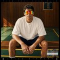 thumbnail image 4 of Oversized Mens Mirrored Shield Sunglasses Rimless Sport Wraparound UV400 / Slate Frame - Orange Mirror Lens, 4 of 7