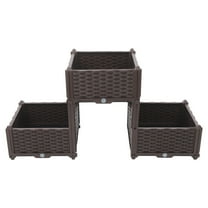3-Tier Raised Garden Bed Planter Box - 44.5" Brown Plastic Stackable Planter for Vegetables/Flowers w/Drainage Holes