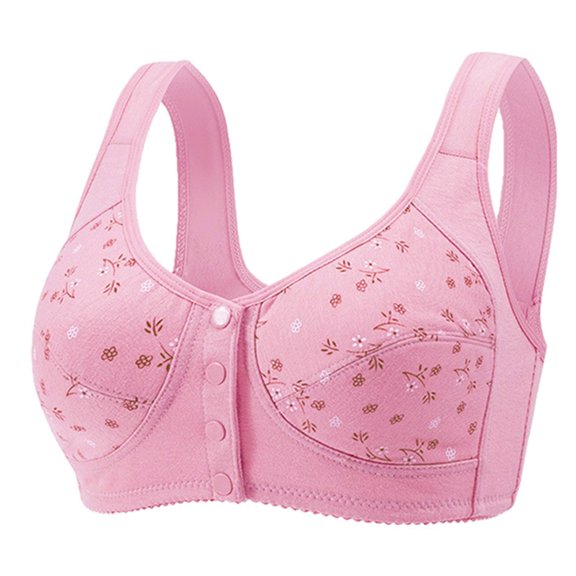 ALLLIST Plus Size Womens Bras Wirefree Front Closure Sleep Floral Pink Push up Bralette Ladies Bras Size L-5XL