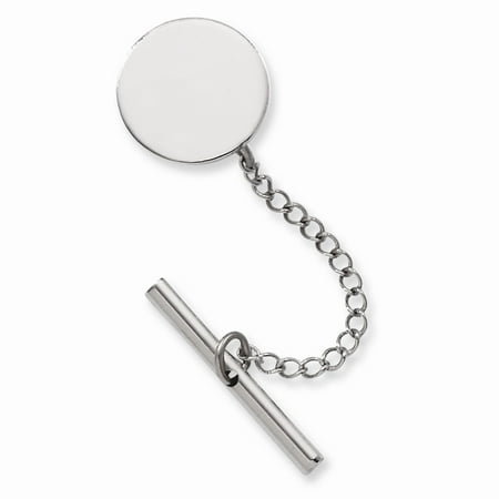 Rhodium-plated Round Polished Tie Tack