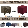 thumbnail image 4 of Housse d'Ottoman Carrée Pliable de Rangement, Housses d'Ottoman en Jacquard Extensible, Housses de Tabouret Repose-Pieds Cube, Protecteur avec Bande Élastique (Petit, Rouge Vin), 4 of 7