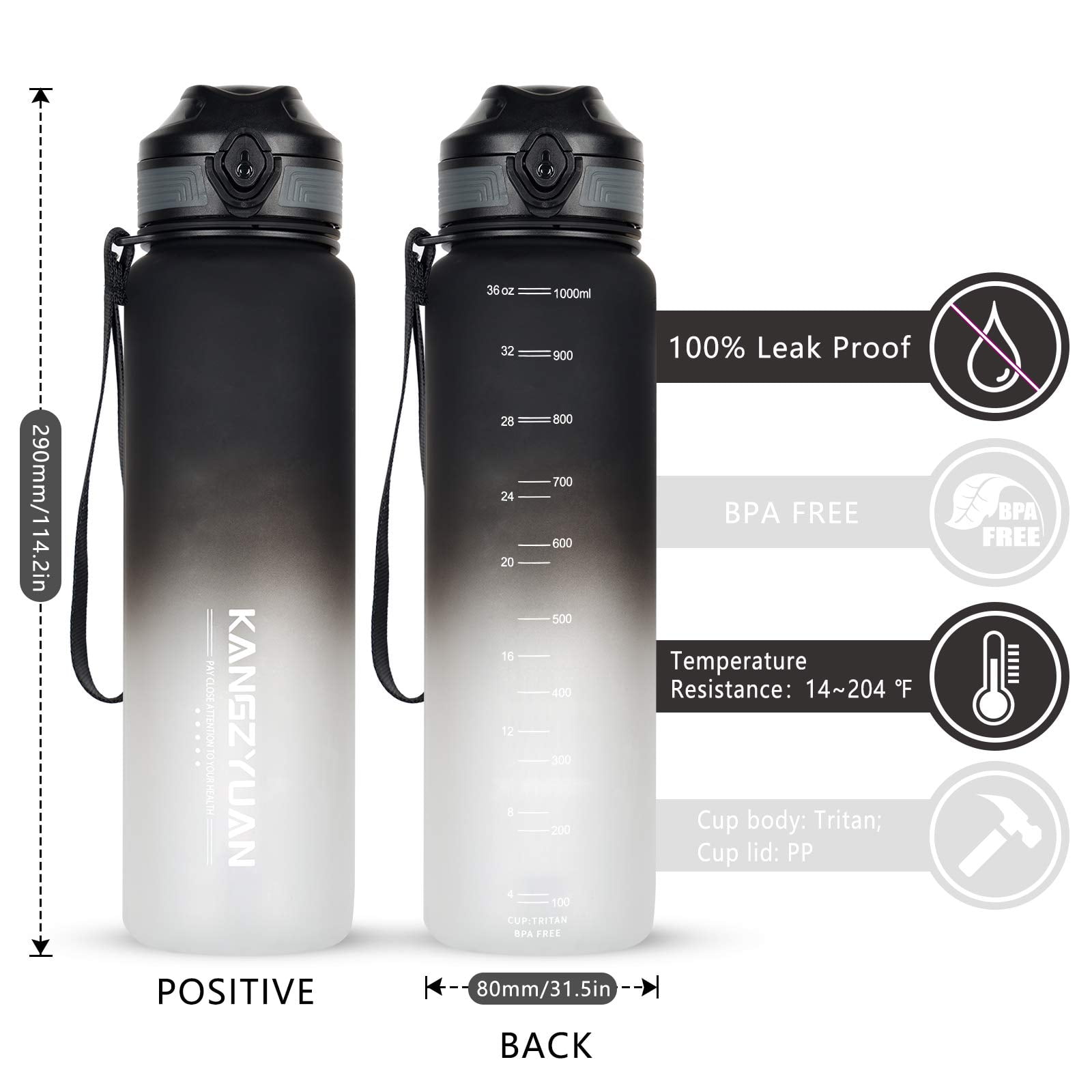 BioSteel Sport Water Bottle official Holds one litre BPA-Free pressure  released
