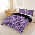 thumbnail image 3 of jejeloiu Mystic Paisley Duvet Cover Queen For Men Women,Bold Print Queen Bedding,Purple Black,Black Reversible,3-Piece,1 Duvet Cover and 2 Pillowcases, 3 of 6