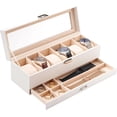 thumbnail image 1 of ProCase Caja para Reloj de 6 Ranuras, Estuche Organizador de Relojes de 2 Pisos con Tapa Vidrio Anti-polvo Almacenaje Guardarrelojes para Hombres y Mujeres (Blanco), 1 of 14