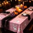 thumbnail image 6 of Halloween Ghost Themed Party Tablecloth Black and Pink Festive Fabric Cover for Holiday Gathering Decor, 6 of 6