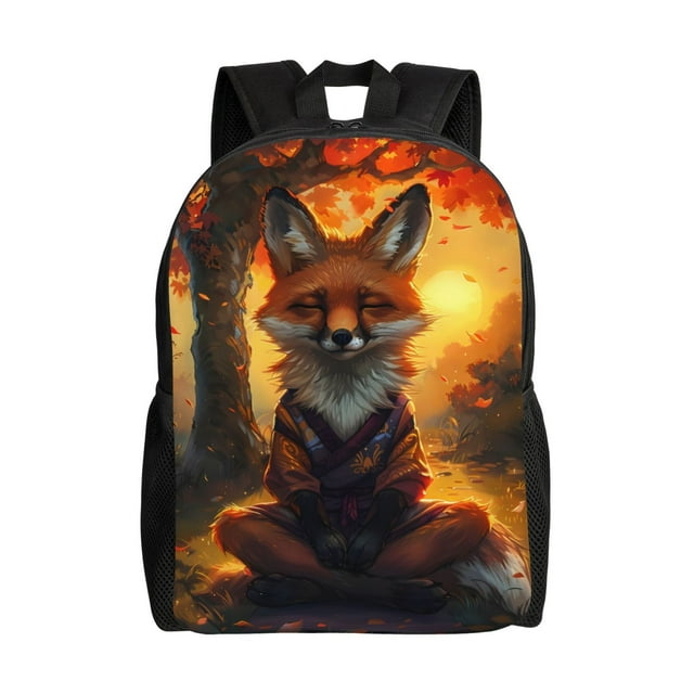Easygdp Sunset Maple Tree Fox Versatile and Stylish Backpack: Comfort, Storage, and Durability for College,Work, Travel, and Everyday Use