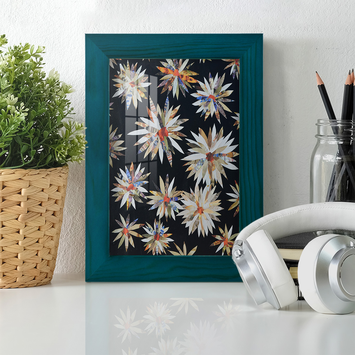 Starburst Too II - Framed Print w/glass - Ocean Blue