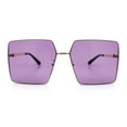 thumbnail image 6 of Womens Large Rectangle Thin Metal Rim Butterfly Minimal Sunglasses Gold - Purple, 6 of 8