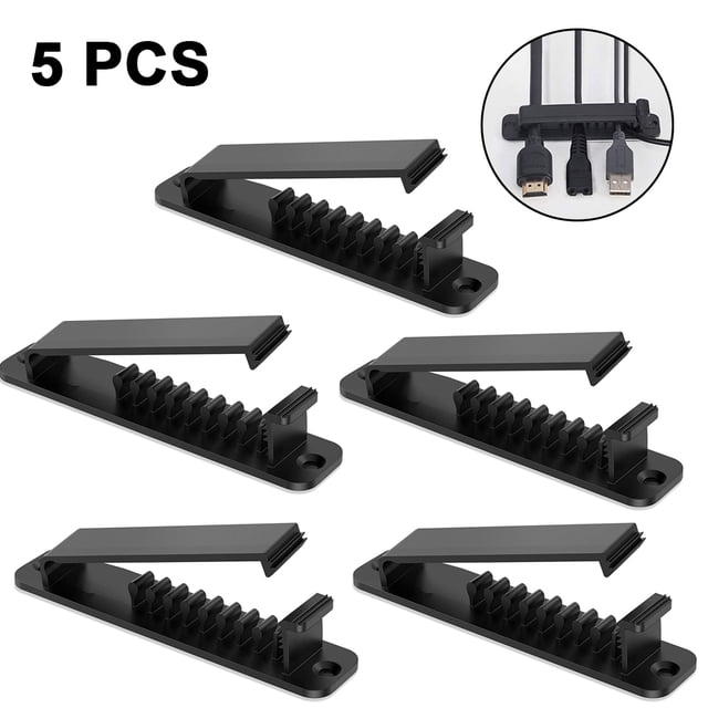 Clips para cables, paquete de 5, organizador de cables, cargador, gestión de cables para organizar el hogar, la oficina, el escritorio, el teléfono, el automóvil, soportes para cables