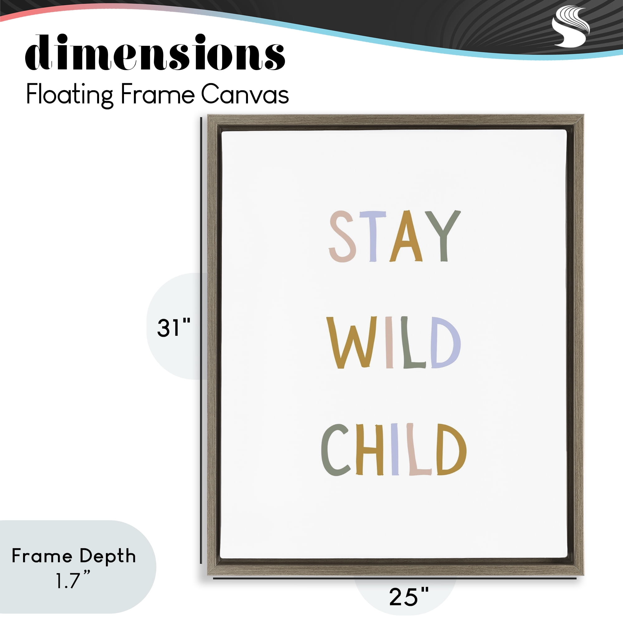 Stupell Industries Stay Wild Child Brown Framed Floater Canvas Wall Art, design by Katie Griggs