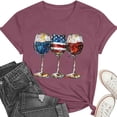 thumbnail image 5 of Mifsaly American Flag Shirt Women Crewneck Short Sleeve Cotton Tops Summer Casual Wine Glass Graphic T Shirts Daily Wear Versatile Patriotic Summer Fashion Tees M, 5 of 6