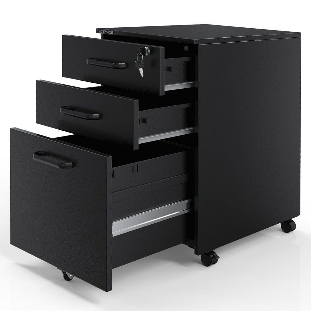 Mobile File with 3 Drawers, Lockable Filing with