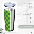 thumbnail image 4 of Green Checke Stainless Steel Insulated Tumbler 20 Oz Coffee Mug Travel Cup Water Bottle With Lid Straw, 4 of 6
