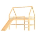thumbnail image 7 of Harper & Bright Designs Full Size House Loft Bed with Sills and Tents, Solid Wood Loft Bed Frame with Ladders and Slide for Boys and Girls, Natural+Pink, 7 of 7