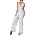 thumbnail image 3 of New European And Jumpsuit For Women With Suspenders And Sequined Trousers For Women Drawstring Waist Jumpsuit Interview Attire for Women One Shoulder Romper Olive Linen Pants Long Torso Jumpsuits for, 3 of 6