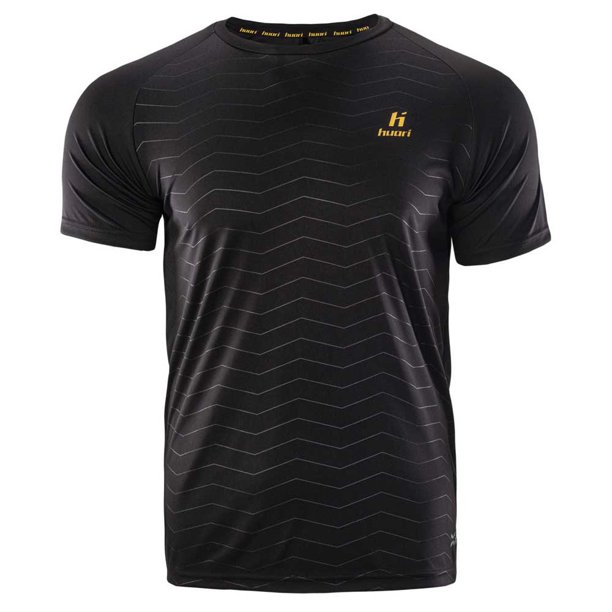 Huari - Camiseta Monteros Logotipo para Hombre (Frijol Negro, Varilla de Oro)