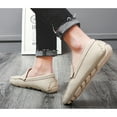 thumbnail image 3 of Loafers for Men Round Toe Breathable Perforated Genuine Leather Lightweight Slip Resistant Comfortable Flat Heel Fashion Slip-onsa, 3 of 9