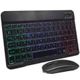 thumbnail image 1 of 1 Juego de teclado y ratón inalámbricos, teclado multidispositivo, letras iluminadas, teclado con pegatinas, teclado portátil para tableta y teléfono, 1 of 6