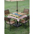 thumbnail image 3 of Outdoor Tablecloth with Umbrella Hole and Zipper, Pink Plaid Easter Square Table Cloth 60x60 Inch Waterproof Tablecloth, Blue Truck Spring Floral Bunny Wooden Picnic Table Cover for Patio Camping, 3 of 7
