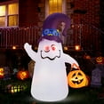 thumbnail image 1 of 6 Ft Halloween Inflatables Cute Ghost with Jack-O-Lantern & Witch Hat, 1 of 10