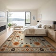 thumbnail image 3 of ODIKA 9'x12' Washable Area Rug Non-Slip, Chair-Friendly Boho Sun Moon Crest With Floral Vintage Arch Border Ornaments for Dining Room, Basement, Large Office, 3 of 7