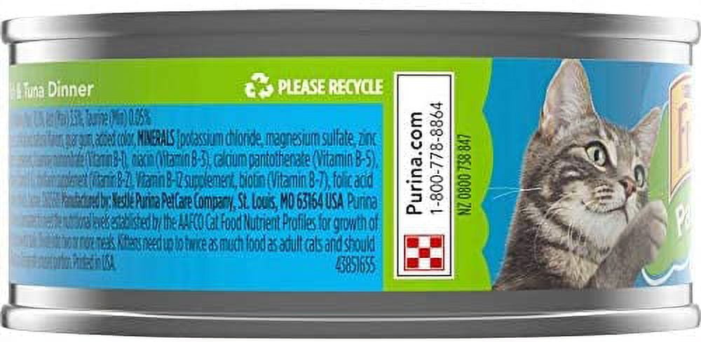 Friskies Pate Wet Cat Food, Ocean Whitefish & Tuna Dinner, 5.5 OZ, 12 Count
