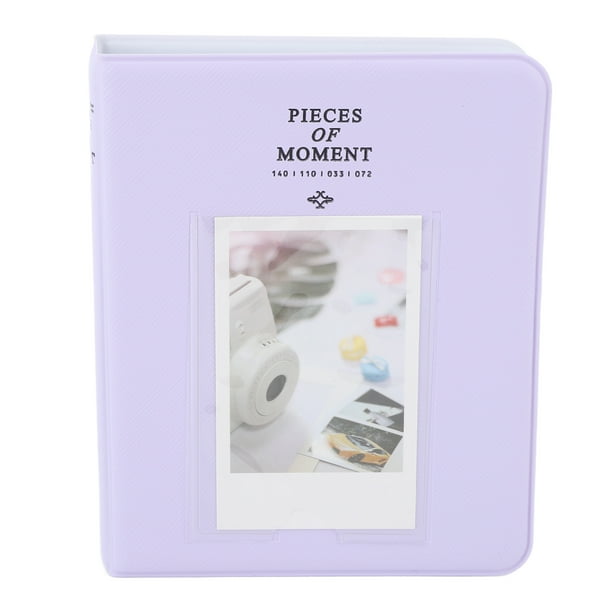 Álbum de fotos portátil de 64 bolsillos, de 3 pulgadas, de cuero sintético, con carpeta para tarjetas, para mini álbumes de 12, 11 y 9 pulgadas, morado
