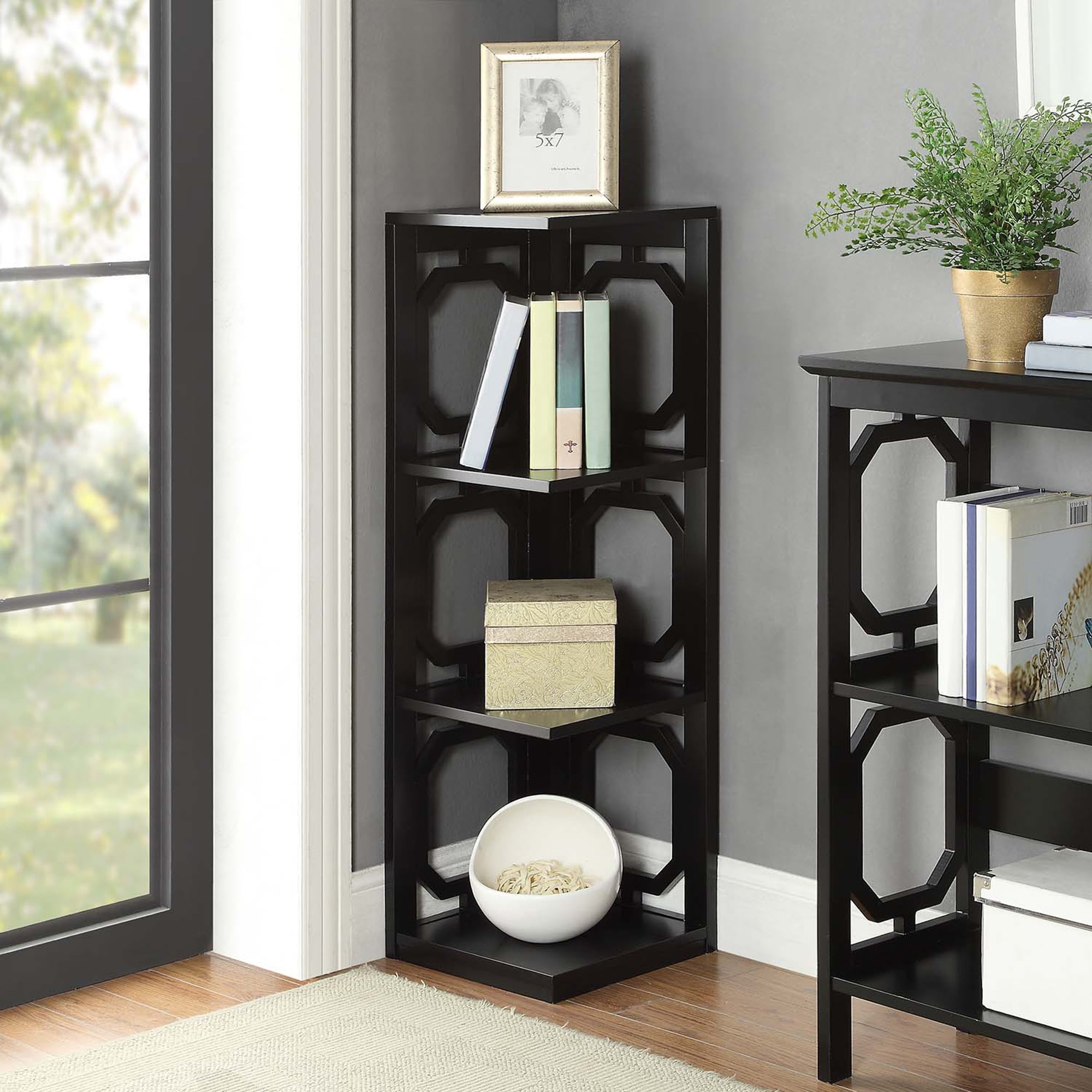 Convenience Concepts Omega 3 Tier, 3 Shelf Corner Bookcase