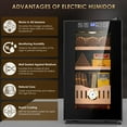 thumbnail image 3 of Rocita Electric Cigar Humidor, 25L Cigar Humidors Cabinet for 200 Counts with Hygrometer, Heating & Cooling Control, Modern Spanish Cedar Lined Cigar Box, 3 of 9