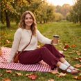 thumbnail image 4 of Satingcolo Linen Pants Women Wide Leg Ruffle Hem Pull On High Waisted Elastic Waist Cropped Ankle Casual Beach Summer Pants Wine S, 4 of 8