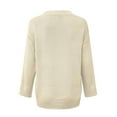 thumbnail image 5 of VISALY V Neck Pullover Sweater Crochet Sweaters Loose Sweaters V Neck Long Sleeve Solid Knitted Jumper Pullover Sweatshirt Tops Womens Pullover Sweaters Pullover Lightweight Pullover Beige S, 5 of 5