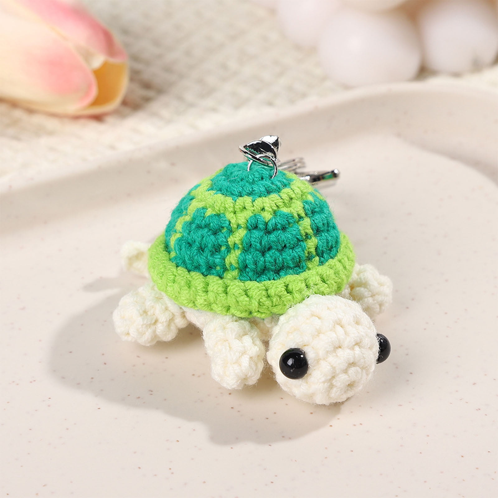 Handmade Woolen Turtle Keychain Pendant, Cute Mini Knitted Animal