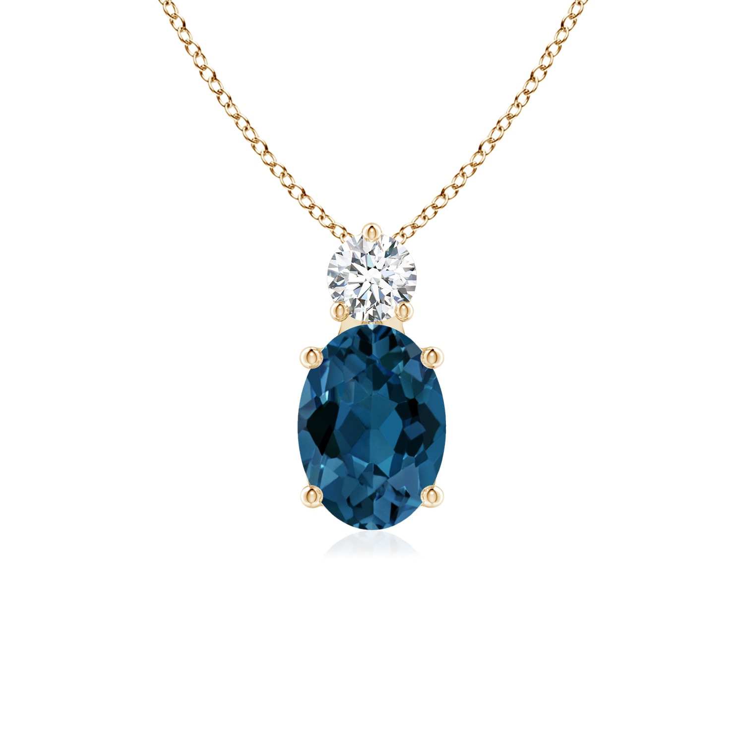 Angara - 0.95 ct. London Blue Topaz Pendant Necklace|7x5mm Oval London