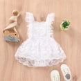thumbnail image 2 of NOLDARES Infant Baby Girl Basic Ruffle Short Sleeve Cotton Romper Bodysuit Tops Clothes Cute Toddler Outfits for Girls(White,3-6 Months), 2 of 8