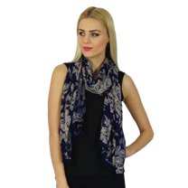 Bimba Women Long Floral Print Rayon Scarves With Pom Pom Scarf Accessories