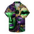 thumbnail image 1 of Camisas de Manga Larga para Hombres, Botón de Impresión Blusa de Cuello, Camisa de Poliéster de Moda Casual, 1 of 9