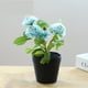 thumbnail image 5 of Whataatahia Bola de flores falsas crisantemo pequeño bonsái decoración de escritorio planta verde artificial maceta de plástico en maceta, 5 of 5