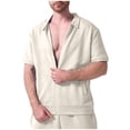 thumbnail image 2 of pstuiky camisetas de hombre, Camisa informal de verano para hombre, de color liso, de manga corta, con solapa y cremallera ropa de hombre l, 2 of 4
