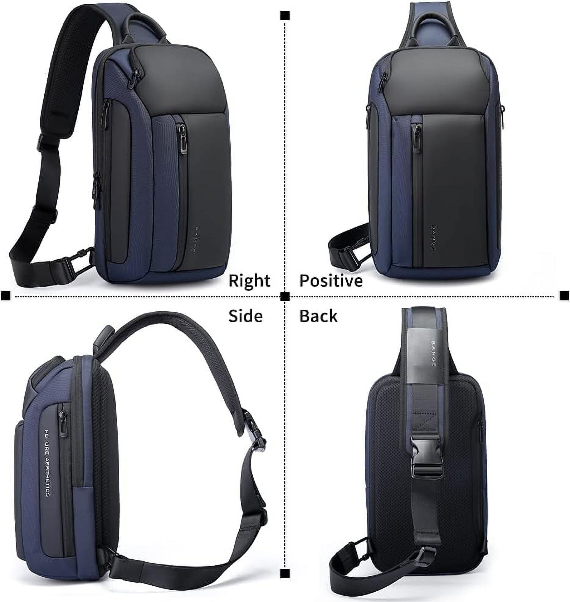 BANGE Waterproof Men's Sling Bag, Large Capacity Crossbody Backpack Durable