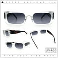 thumbnail image 2 of Classic Womens Mod Squared Narrow Rectangle Retro Fashion Sunglasses Clear Tortoise - Smoke, 2 of 8