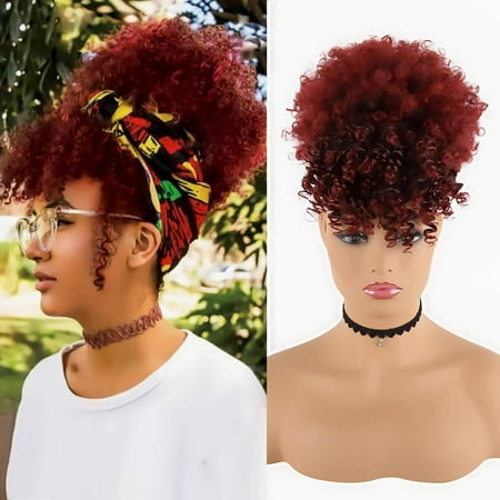 Afro High Puff Hair Bun Black Wig with Bangs Synthetic Short Kinkys Curly Pineapple Pony Tail Clip in on Wrap Updo Hair Extensions for African American Women Natural Black Hair(2##) | Walmart Afro High Puff Hair Bun Black Wig with Bangs Synthetic Short Kinkys Curly Pineapple Pony Tail Clip in on Wrap Updo Hair Extensions for African American Women Natural Black Hair(2##) | Walmart