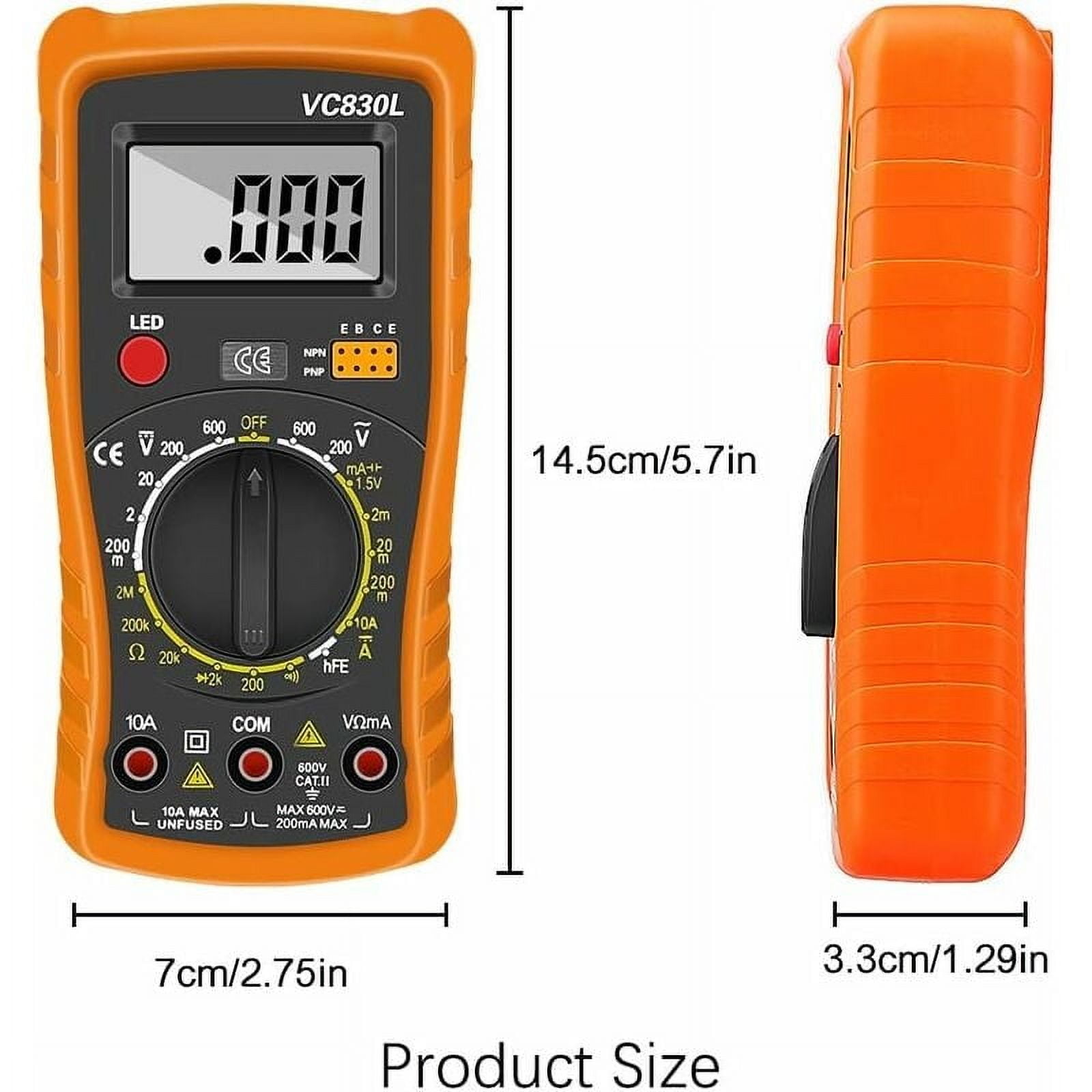 Efficient Multimeter, Digital Manual-Ranging for Precise Measurements, Auto-off Feature After 15 Minutes to Save Power, Continuity & Diode Test for Electronics, Ideal for Home